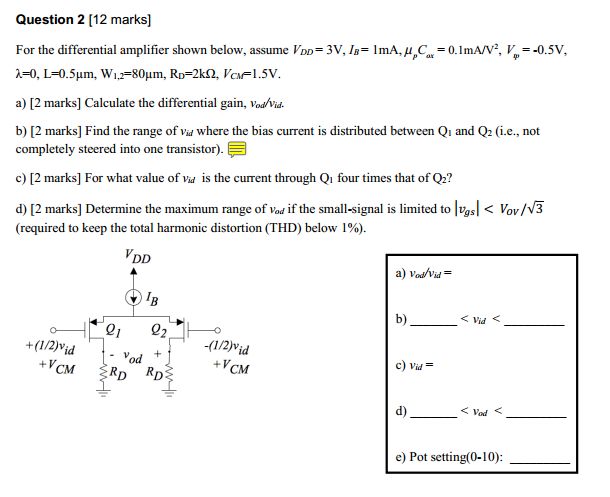 Transistors Differential Amplifier Exam Problem Electrical - Ultra HD Ultra HD Vintage Patterns | Free Download