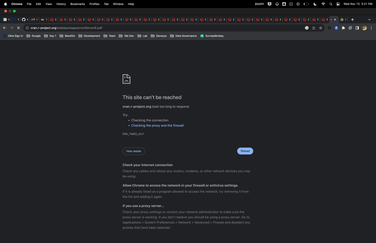 cran.r-project.org is down