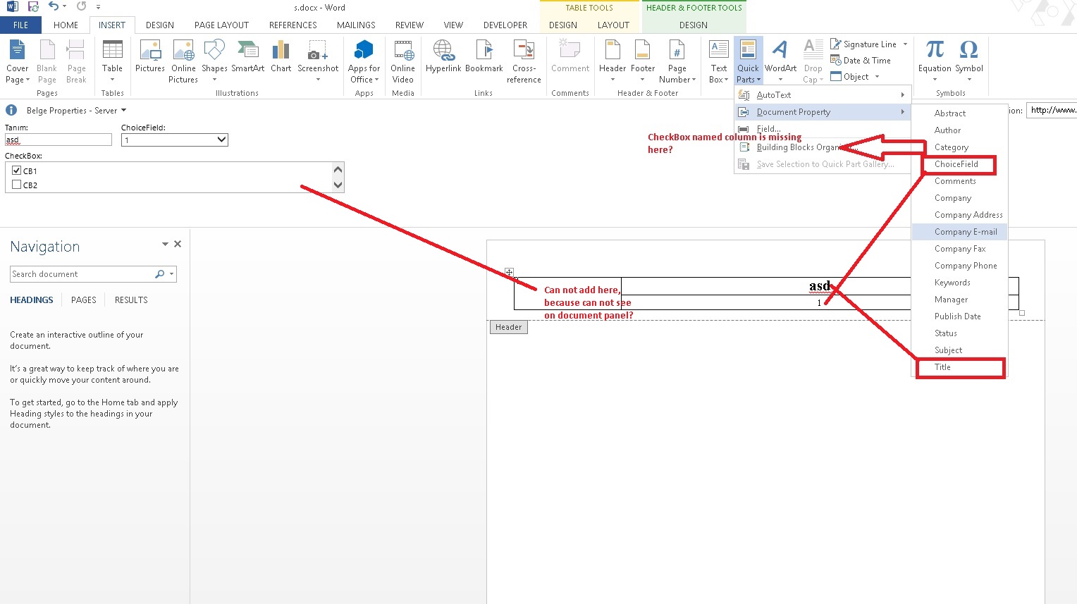 I am able to create my word document automatically by using a template and a . CheckBox Document Properties on SharePoint 2010 Document