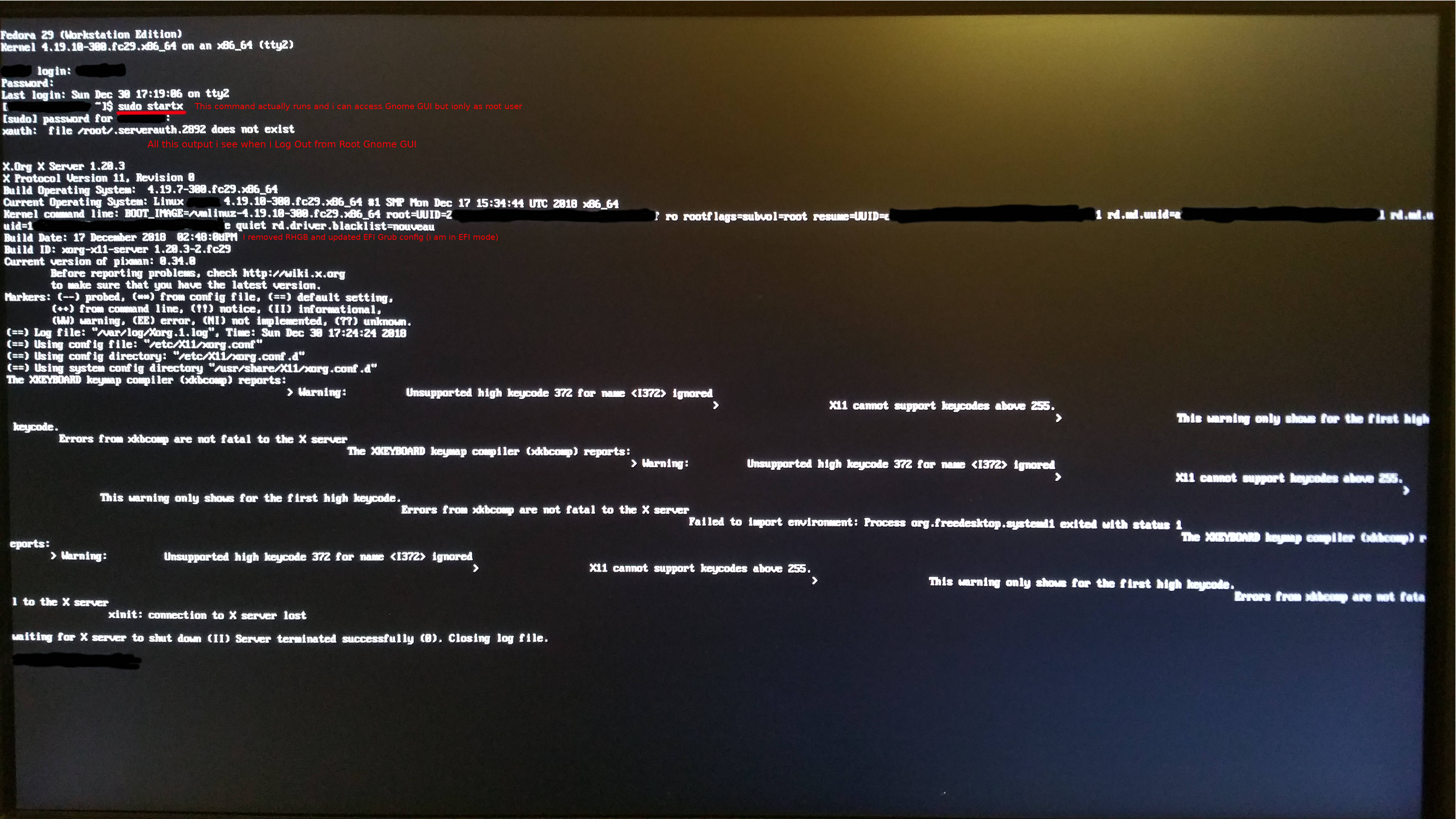 Black Screen After Login Fedora 29 Unix Linux Stack Exchange