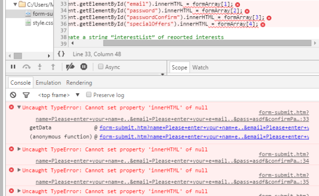 How to fix uncaught typeerror cannot set properties of null setting innerhtml theme loader