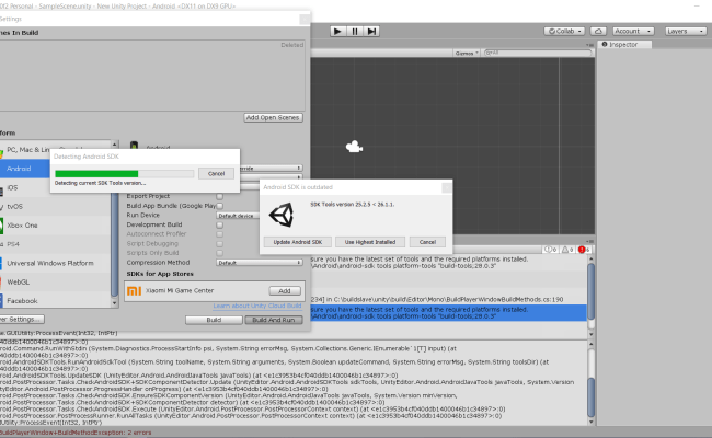 Solved Unity Build Failure Unable To Update The Sdk 9to5answer