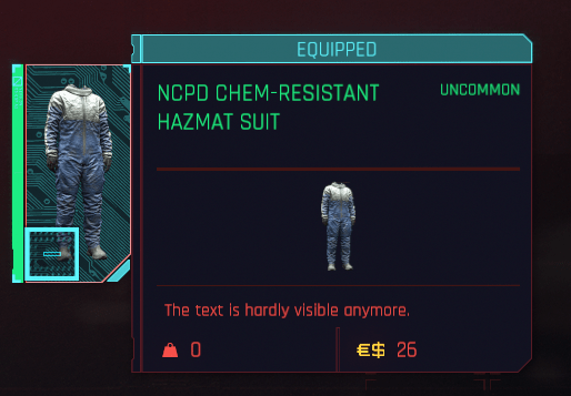 Cyberpunk 2077 Where To Find Legendary Police Gear The same goes for Bandage Wrapping Clothing suit you will reach a certain point in the story thats the beginning of Act 2 when it unlocks in the game.