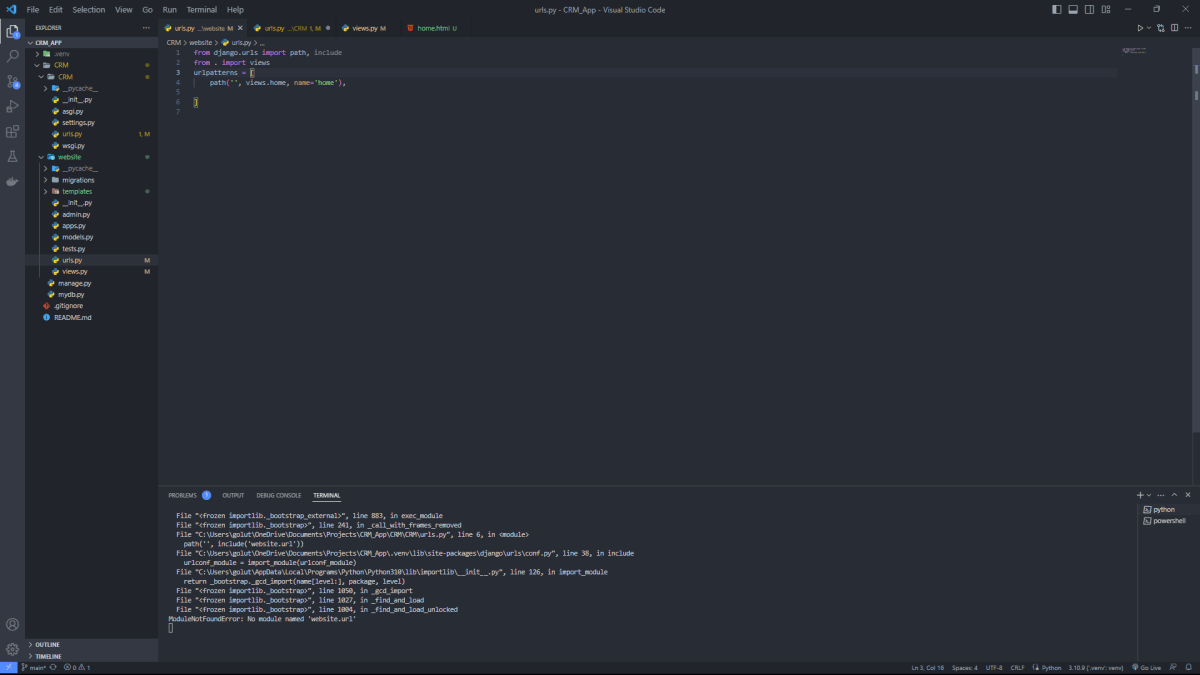 urls.py file in website folder