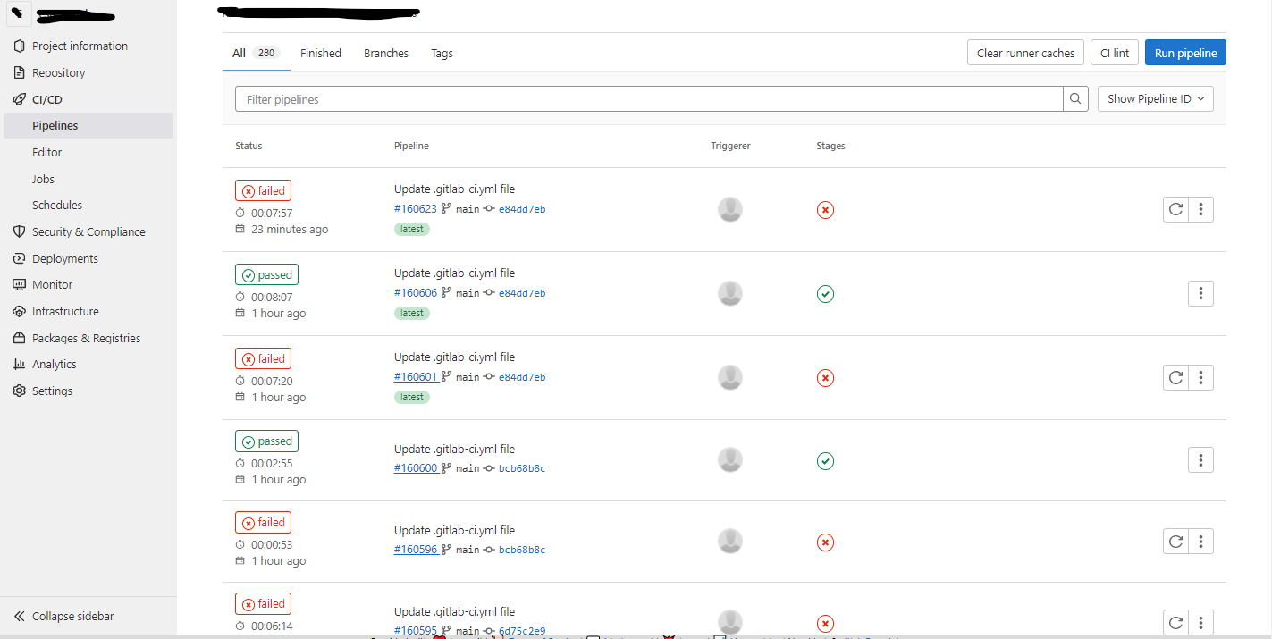 Clean Up History In Gitlab Pipeline
