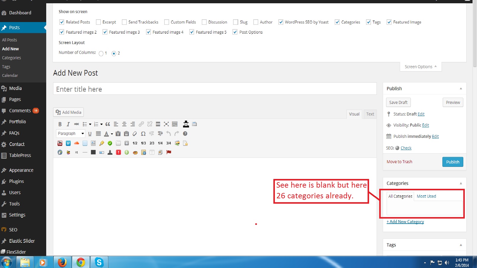 · click on add items. wordpress - category not displaying in add post ,edit post and categories page - Stack Overflow