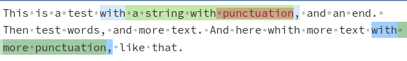 example text, with colours highlighting different parts of the string