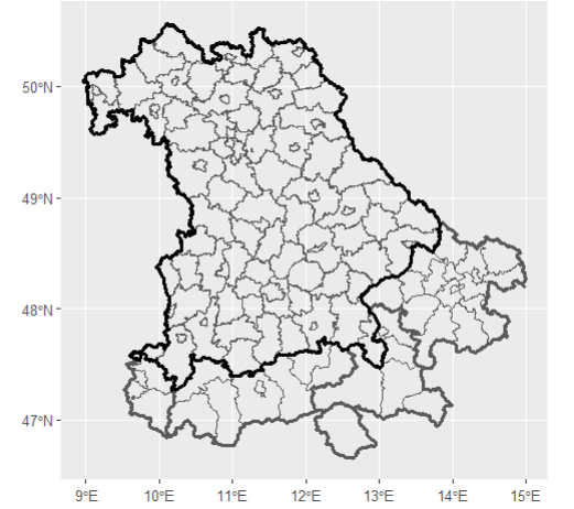 Bavaria-Austria Bordering States
