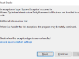 C Visual Studio 2015 Bring Back Exception Window Stack Overflow