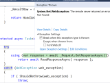 C Visual Studio Does Not Break On User Handled Exception In Asp Net