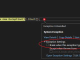 C How To Make Visual Studio Break In On Uncaught Exception In Thread