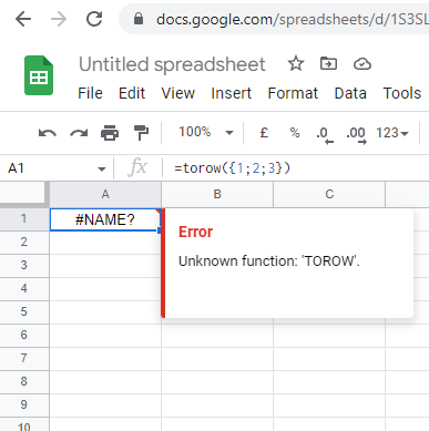 unknown function TOROW popup
