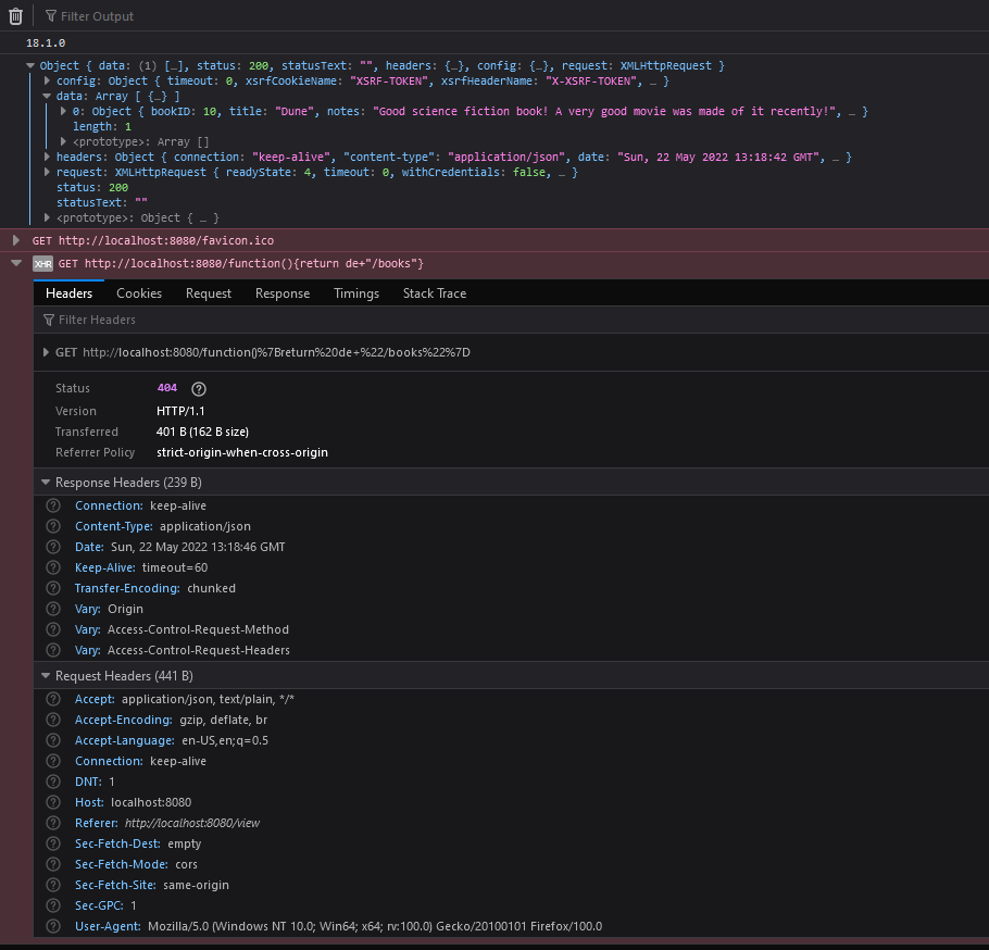 Firefox both Request Results