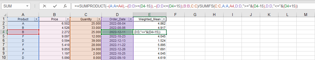 Excel function