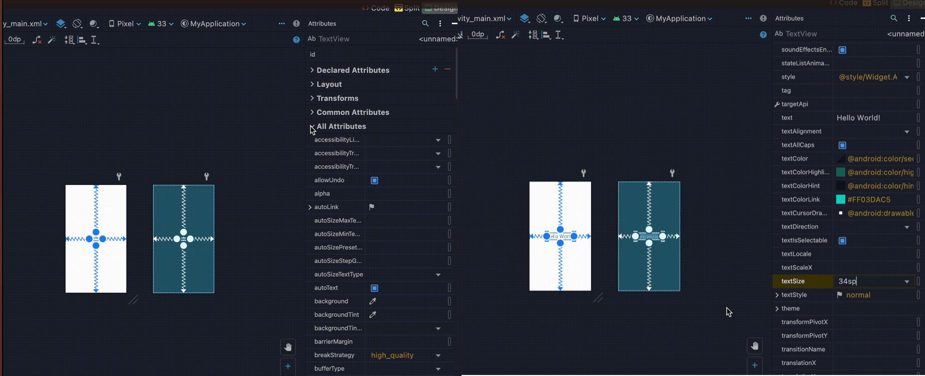 Android studio not showing textsize attribute for textview