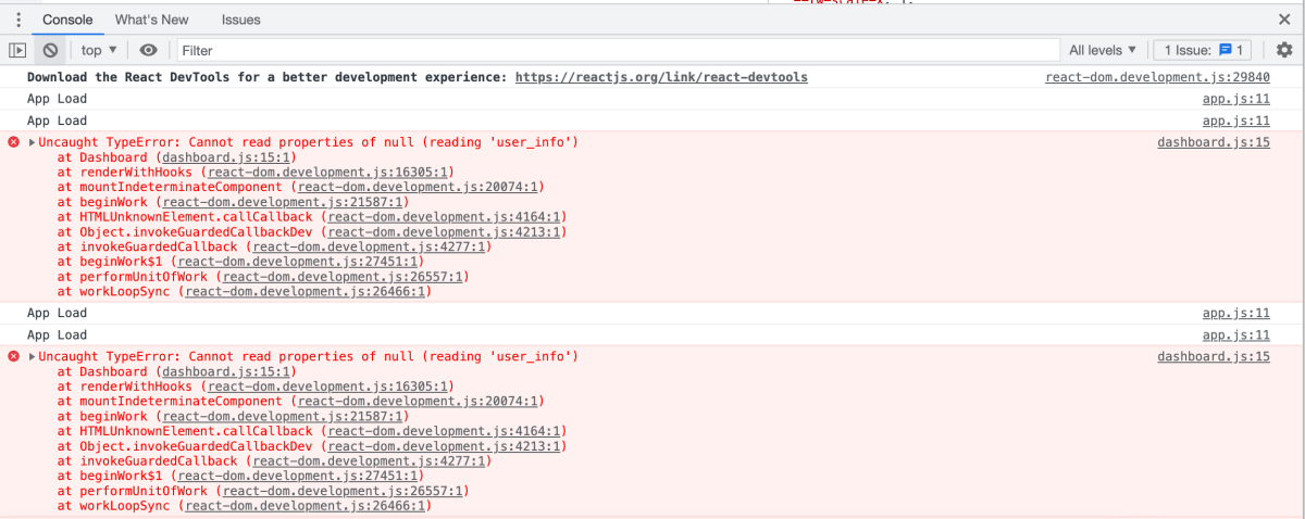 Dashboard Component Logs