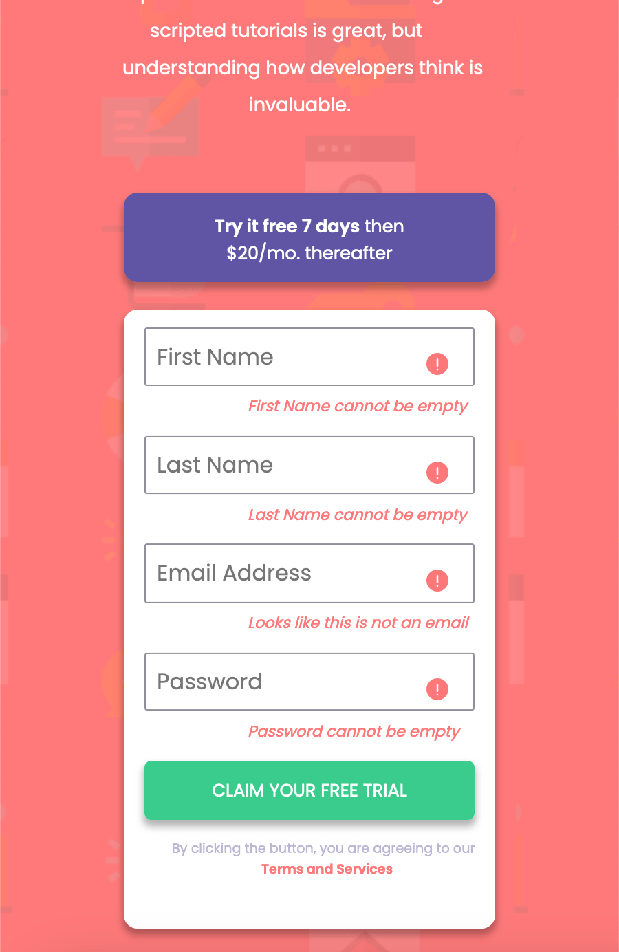 This is the design i want regardless of error message being displayed or not. Meaning i want the input fields to be in the same place as this picture