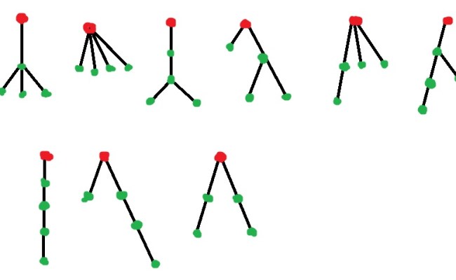 Graph Theory What Are The 9 Non Isomorphic Rooted Trees With 5