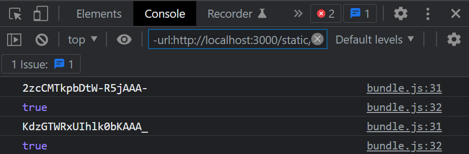 Chrome console output