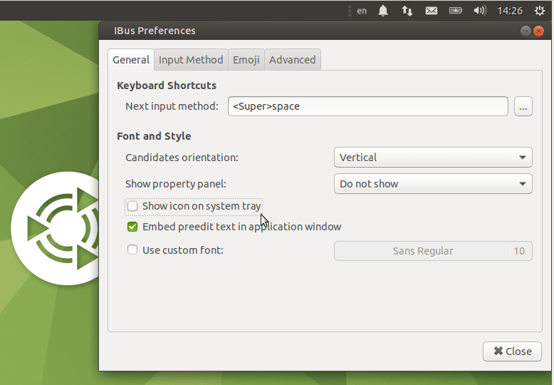 Show icon on system tray is unchecked