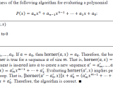 Algorithm Proving The Horner Function Polynomial Evaluation Stack