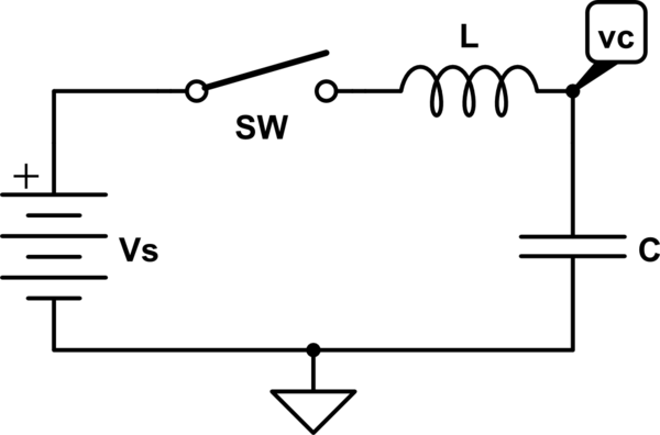 Transient Current In An Lc Circuit With A Dc Supply