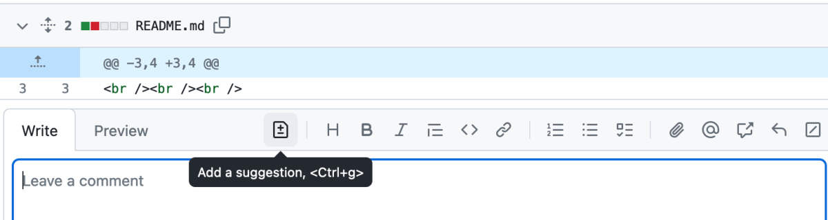 pull request feedback with suggested changes button