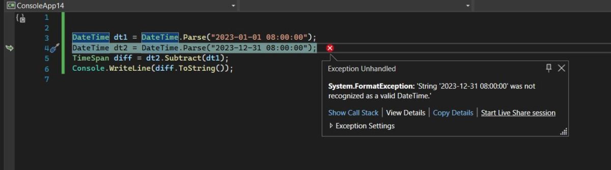 can not recognized as a valid DateTime