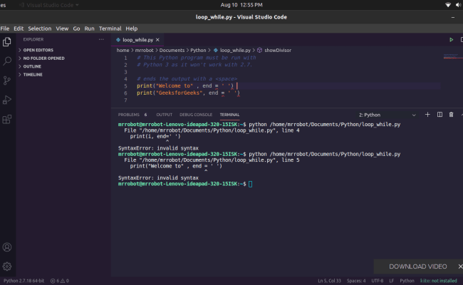 Visual Studio Code Python 3 Command Install Error Stack