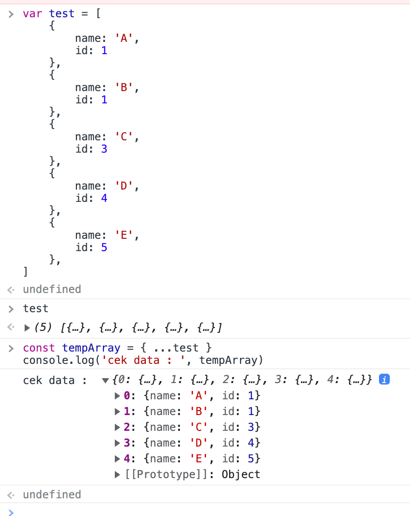 Output when running this in the Chrome console