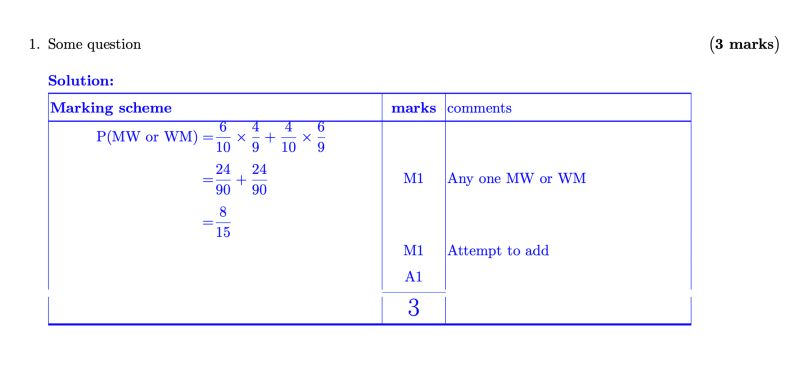 Tabularx Aligning Marking Scheme In Exam Solution Environment Tex - Premium Nature Design Gallery - HD