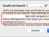 Ios Could Not Launch App Verify The Developer App Certificate