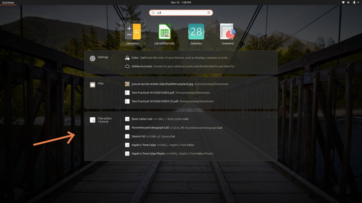 Example screenshot