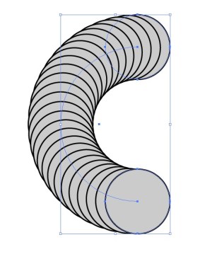 shape circles cylindrical consisting different circle spine curved alternately illustrator apparently circular cylinder uniform must