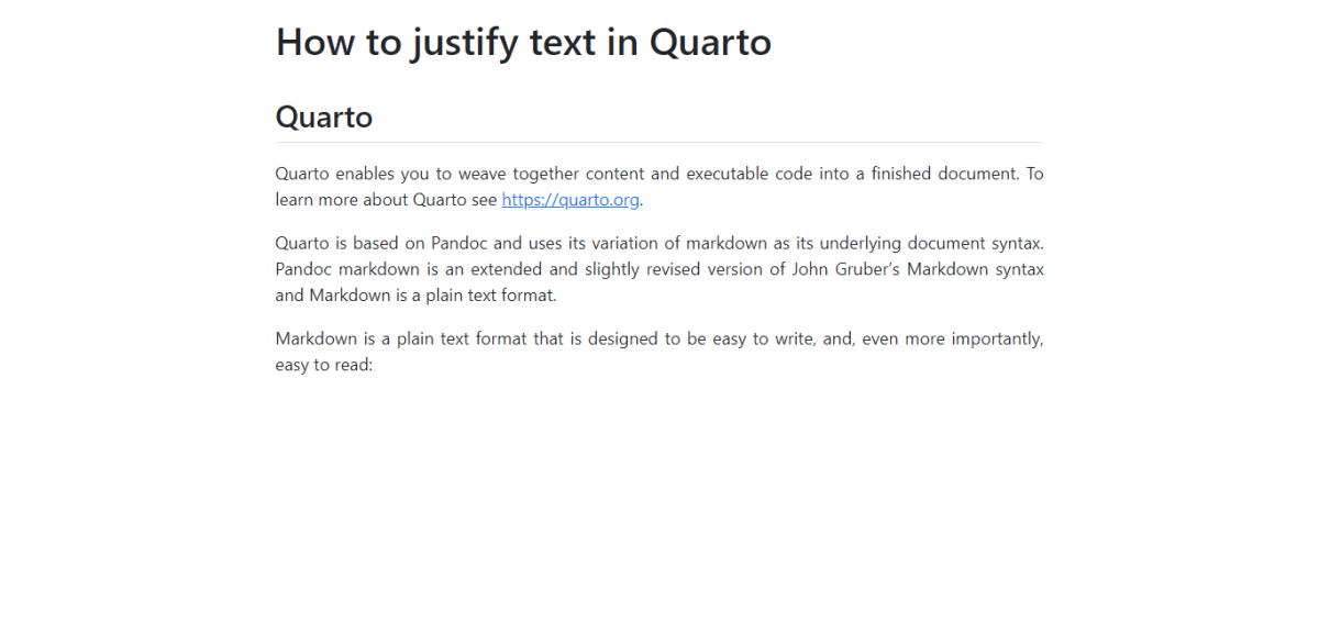 justified text in Quarto
