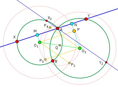 Geometry Classes Problem 297 Intersecting Circles Chord Secant - Geometric Art Collection - High Resolution Quality