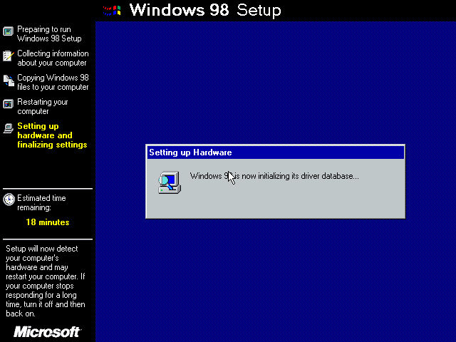 Windows 98 フェーズのスクリーンショット