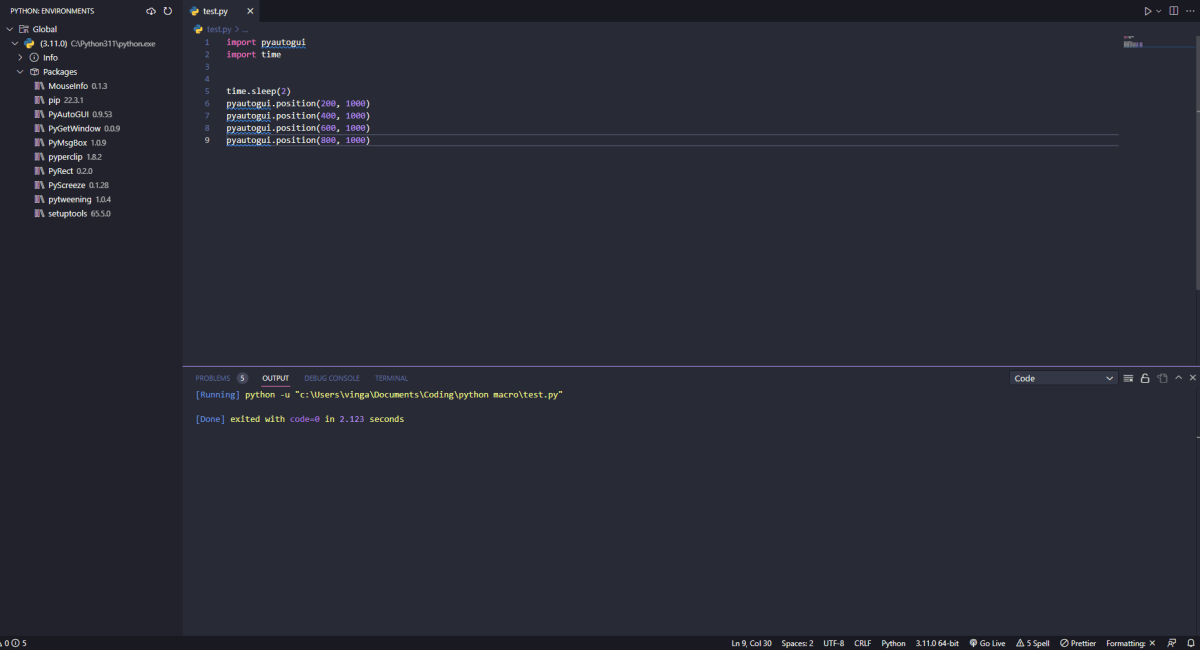 A screenshot of VSCode