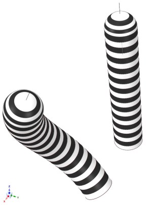 cylindrical consisting circles different shape axis illustrator rotation helix alternately mapped watched along