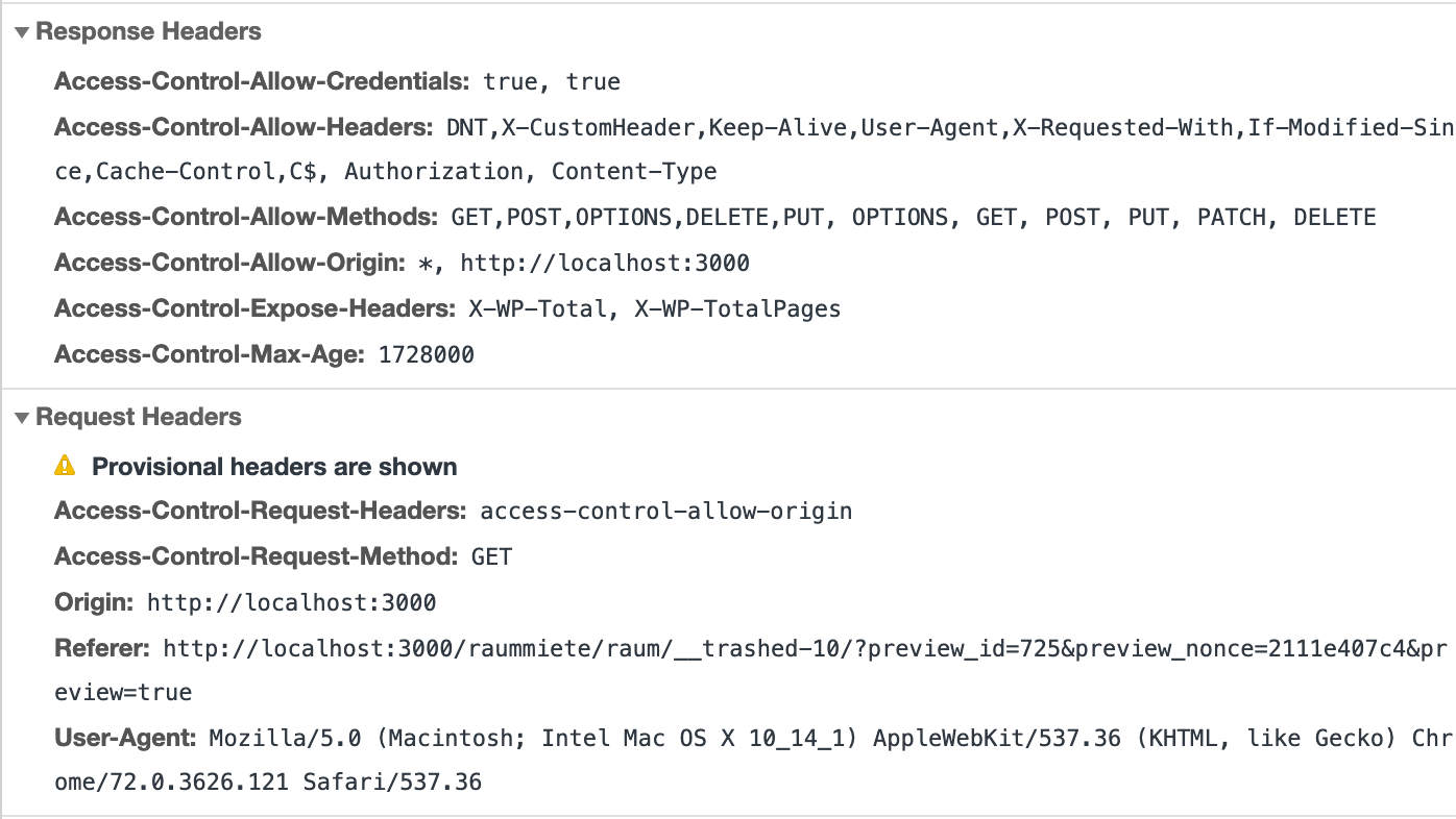 'bearer ' + token } }). javascript - CORS Problems: header contains multiple