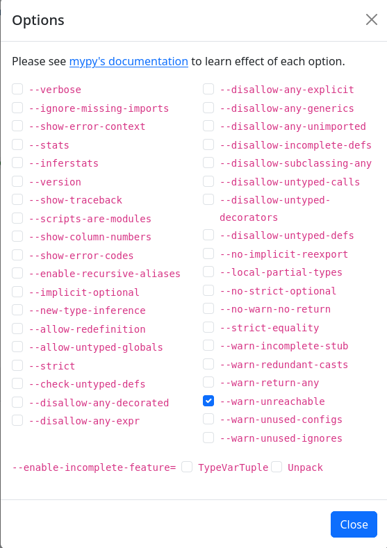 Option to activate --warn unreachable