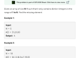 Algorithm Missing Number In Array Python Practise Sheet Question