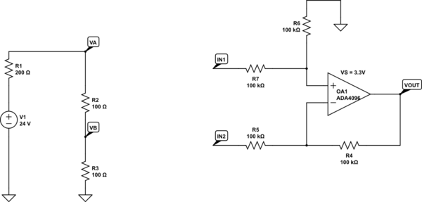 Voltage Divider On Differential Op Amp Electrical