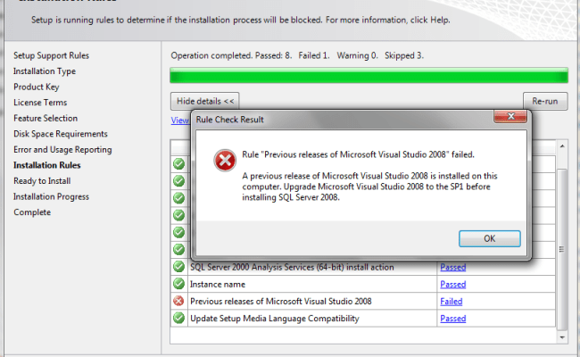 Windows 7 Error In Installation Of Sql Server 2008 Management Studio