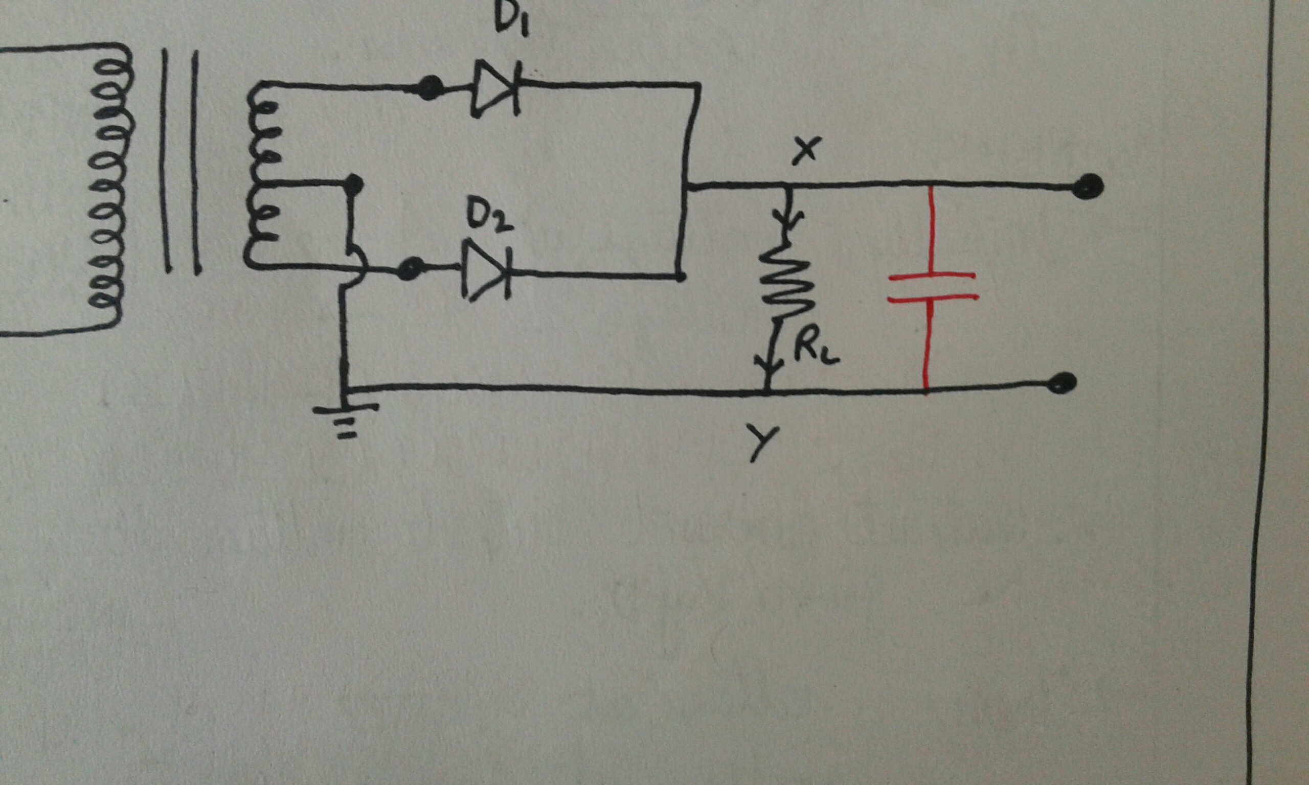 Position Of Capacitor In A Full Wave Rectifier Circuit