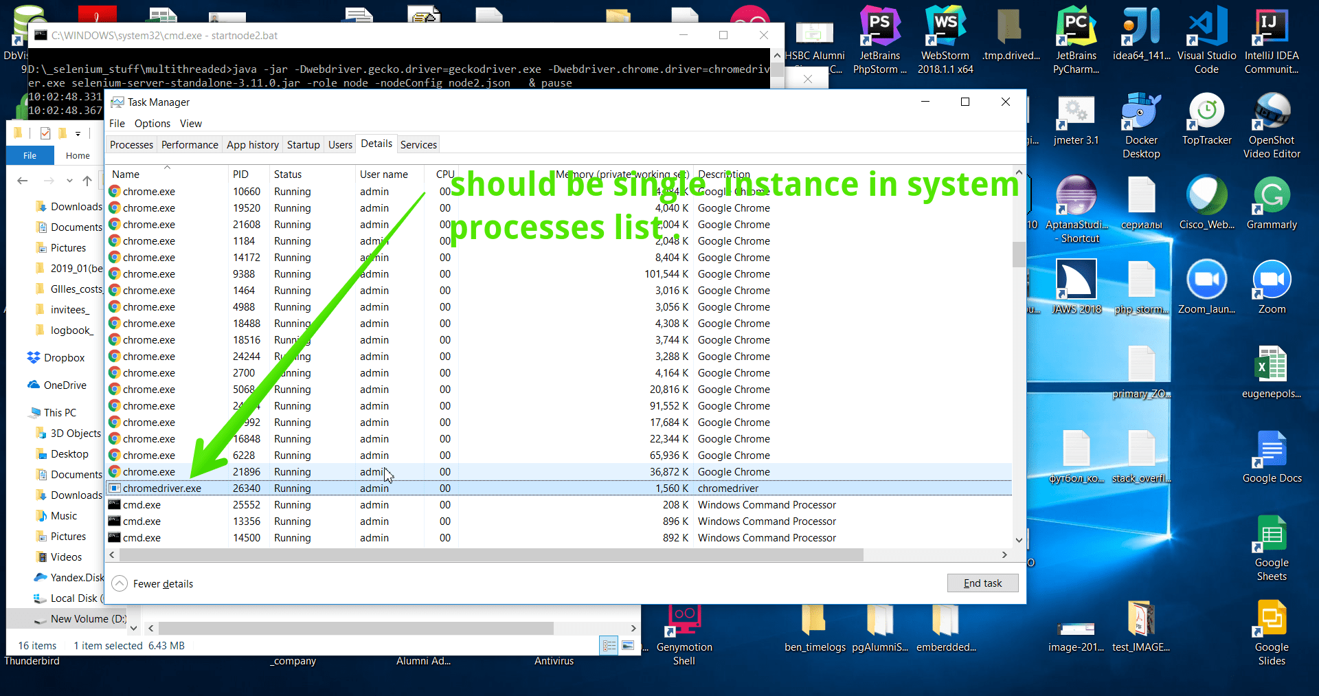 Taskkill /T /F /IM chromedriver.exe. 