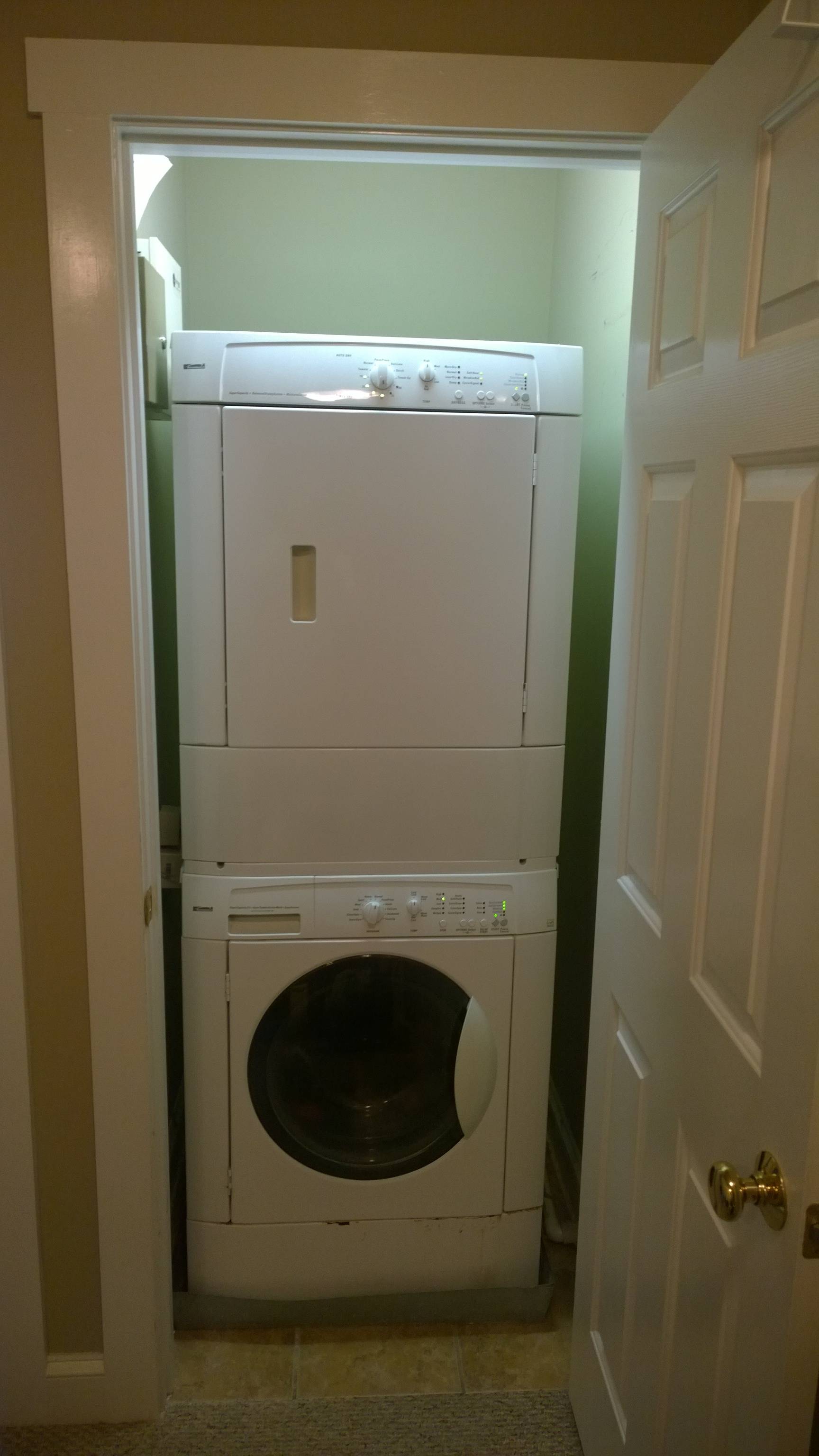 Washers and dryers are appliances used in almost every home. How To Remove Dryer From Top Of Stacked Washer Dryer In Small Closet Home Improvement Stack Exchange