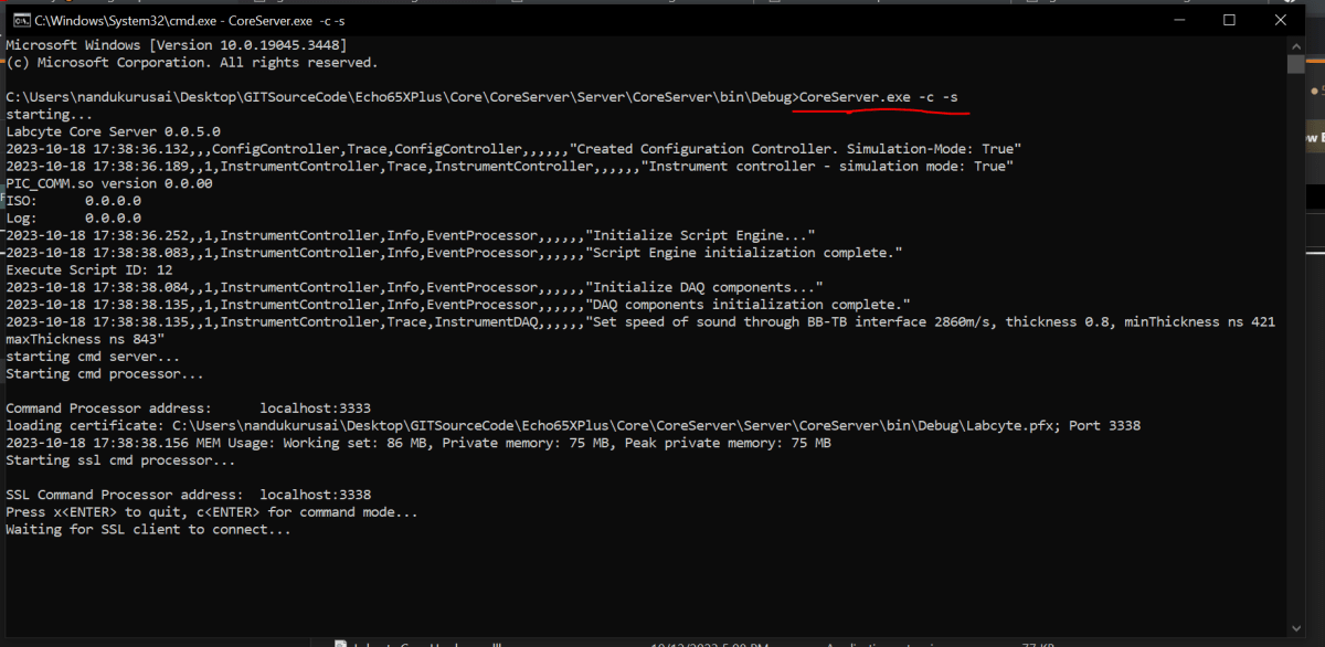 CoreServer.exe -c -s