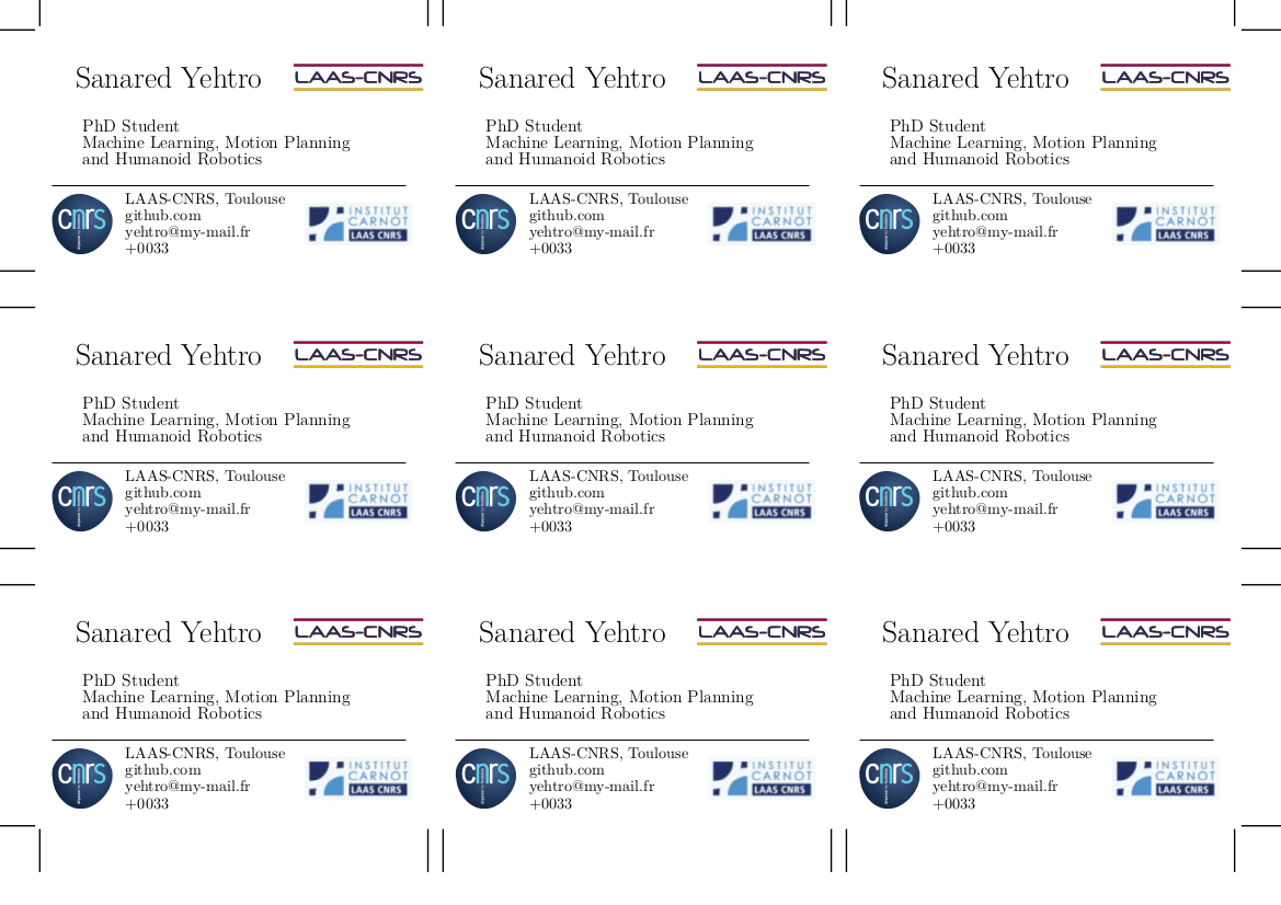 Is There A Good Document Template For Making Business Cards Tex Latex Stack Exchange