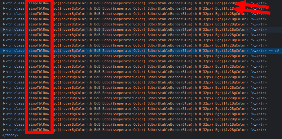 screenshot of relevant section of HTML page